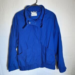 Vintage Claudia Barnes Men’s M Vibrant Blue Zip Jacket Cotton Hong Kong 90s